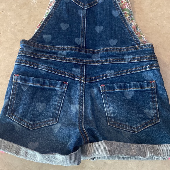 Mini Boden Mid Vintage Blue Girls' Heart Print Short Dungarees - Picture 11 of 13